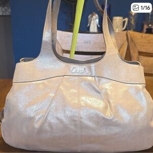 Coach Metallic Silver Shoulder Bag